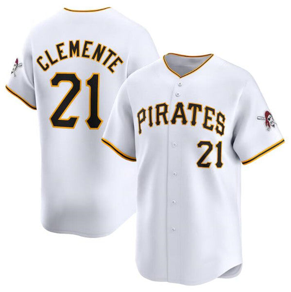 Pittsburgh Pirates #21 Roberto Clemente White AmberGomez Home Limited Stitched Jersey