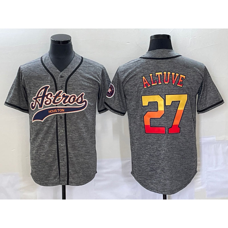 Houston Astros #27 Jose Altuve Grey AmberGomez Gridiron Cool Base Stitched Jersey