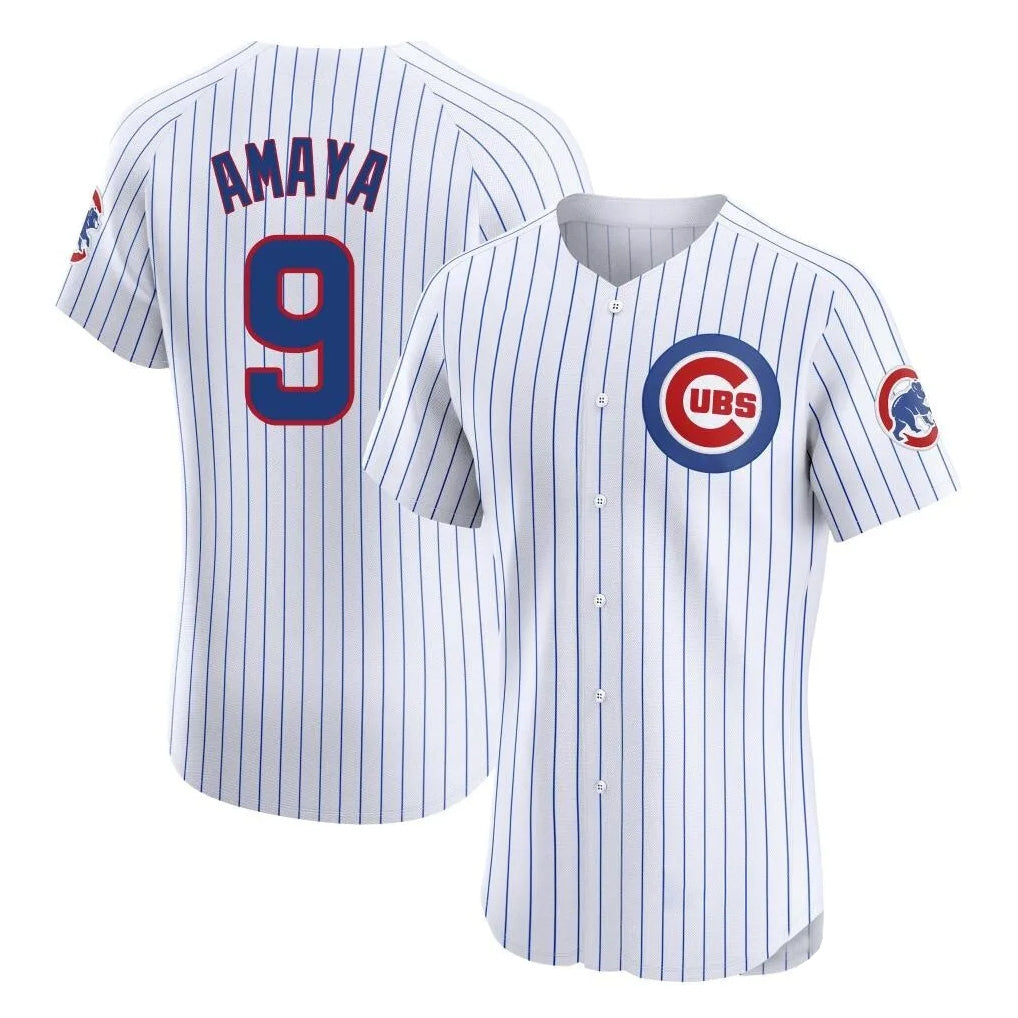 Chicago Cubs #9 Miguel Amaya Player White AmberGomez Limited Elite Home Game Stitched Jerseys