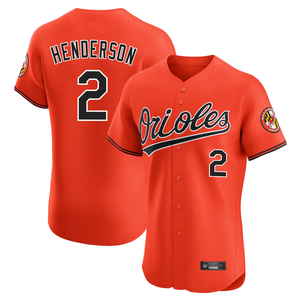 Baltimore Orioles #2 Gunnar Henderson Player Orange AmberGomez Limited Elite Home Game Stitched Jerseys