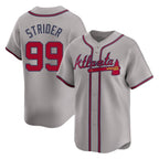 Atlanta Braves #99 Spencer Strider Player Gray AmberGomez Limited Home Game Stitched Jerseys