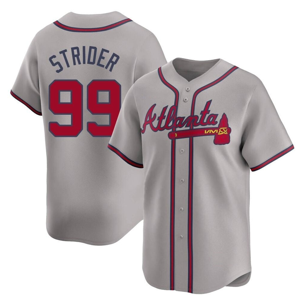 Atlanta Braves #99 Spencer Strider Player Gray AmberGomez Limited Home Game Stitched Jerseys