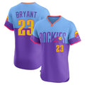 Colorado Rockies #23 Kris Bryant Player Purple-Light Blue AmberGomez City Connect Limited Elite Home T-shirt Stitched Jerseys