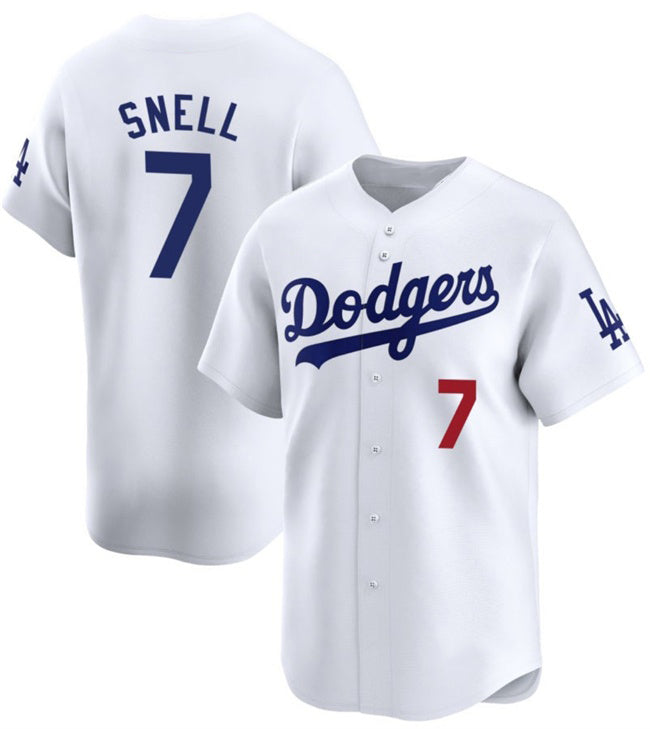 Los Angeles Dodgers #7 Blake Snell White AmberGomez 2024 Home Limited Stitched Jersey