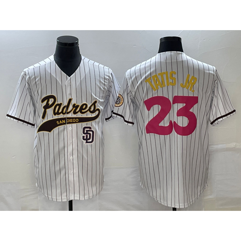 San Diego Padres #23 Fernando Tatis Jr White AmberGomez NEW 2023 City Connect Cool Base Stitched Jersey