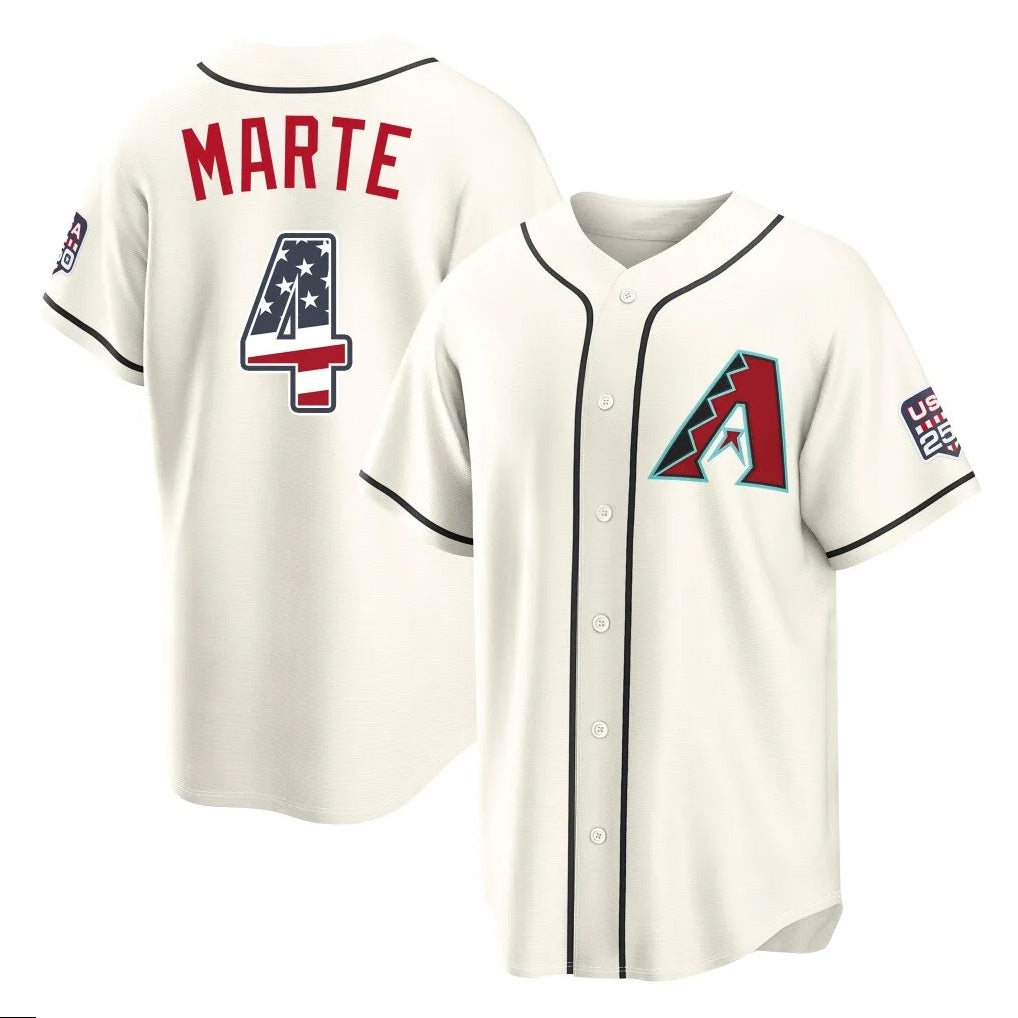 Arizona Diamondbacks #4 Ketel Marte Player Cream AmberGomez USA 250 Fourth of July Home Game Stitched Jerseys