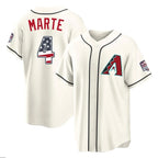 Arizona Diamondbacks #4 Ketel Marte Player Cream AmberGomez USA 250 Fourth of July Home Game Stitched Jerseys