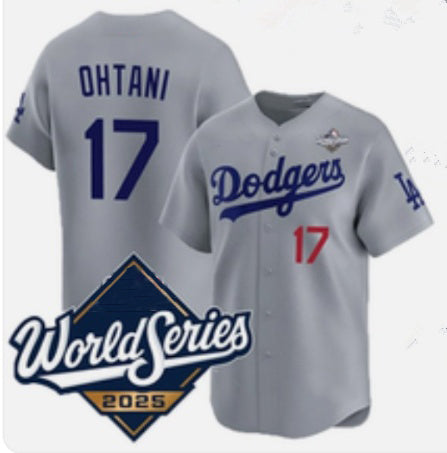 Los Angeles Dodgers #17 Shohei Ohtani Gray AmberGomez 2025 World Series Limited Stitched Jersey