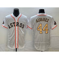 Houston Astros #44 Yordan Alvarez 2023 White Gold AmberGomez World Serise Champions Patch Flex Base Stitched Jersey