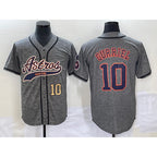 Houston Astros #10 Yuli Gurriel Number Grey AmberGomez Gridiron Cool Base Stitched Jersey