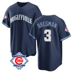 Chicago Cubs #3 Alex Bregman Player Navy AmberGomez 150th Anniversary City Connect Home Game Stitched Jerseys