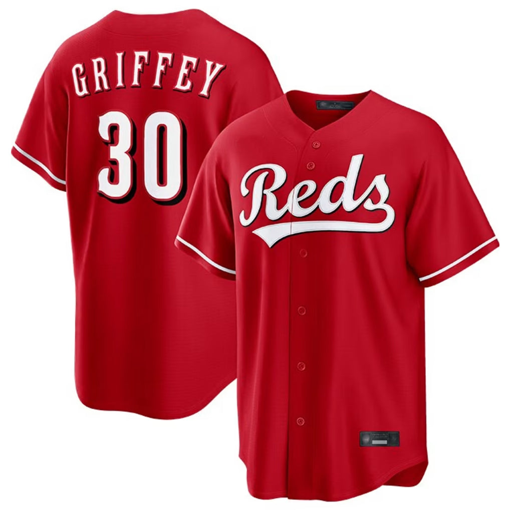 Cincinnati Reds #30 Ken Griffey Player Red AmberGomez Home Game Stitched Jerseys