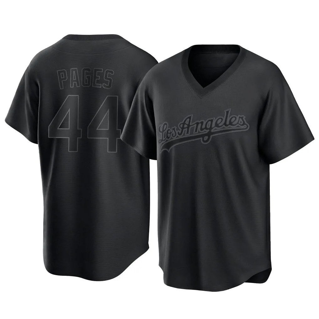 Los Angeles Dodgers #44 Andy Pages Player Black AmberGomez Pitch Fashion T-shirt Stitched Jerseys