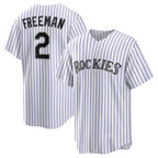 Colorado Rockies #2 Tyler Freeman White AmberGomez Home Replica Jersey