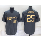 Minnesota Twins #25 Byron Buxton Number Grey AmberGomez 2022 All Star Stitched Cool Base Jersey