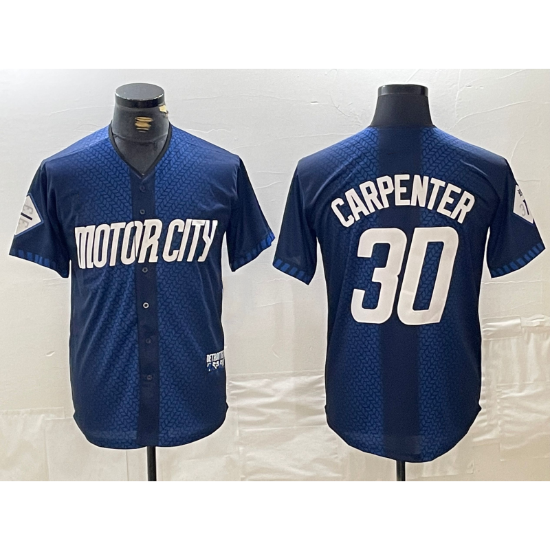 Detroit Tigers #30 Kerry Carpenter 2024 Navy AmberGomez City Connect Cool Base Limited Stitched Jersey