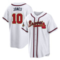 Atlanta Braves #10 Chipper Jones Player White Gold AmberGomez Home Game Stitched Jerseys