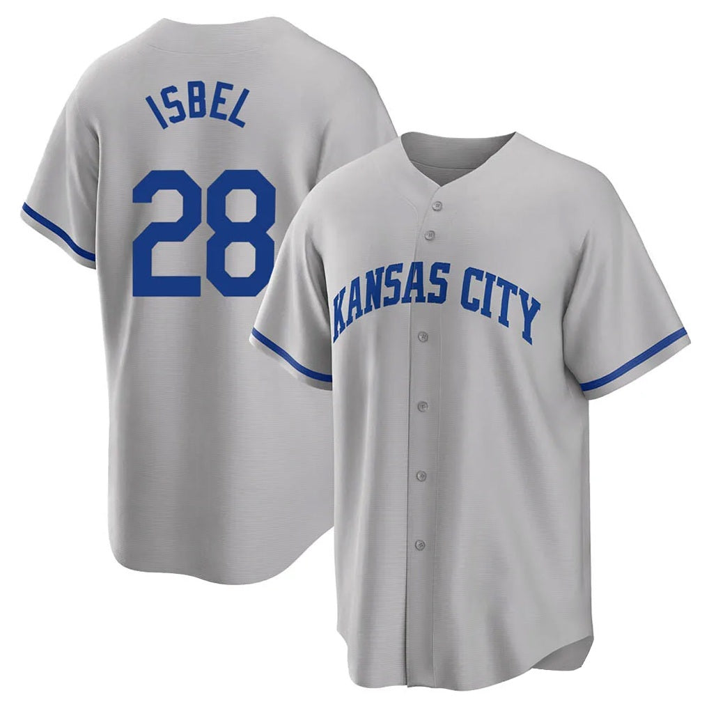 Kansas City Royals #28 Kyle Isbel Player Gray AmberGomez Game Home Stitched Jerseys