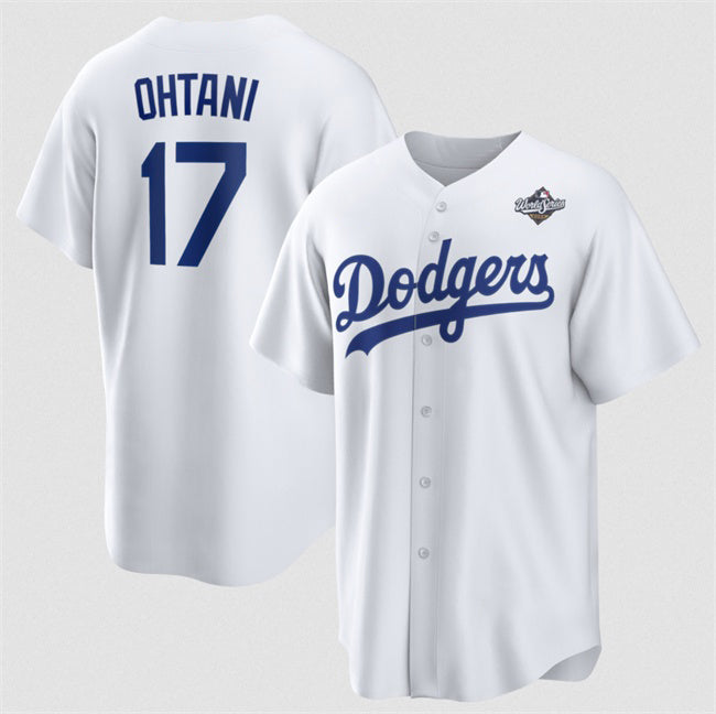 Los Angeles Dodgers #17 Shohei Ohtani White AmberGomez 2025 World Series Home Cool Base Stitched Jersey
