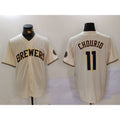 Milwaukee Brewers #11 Jackson Chourio Cream AmberGomez Stitched Cool Base Jersey 2