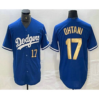 Los Angeles Dodgers #17 Shohei Ohtani Number Blue Gold AmberGomez Stitched Cool Base Jersey 2