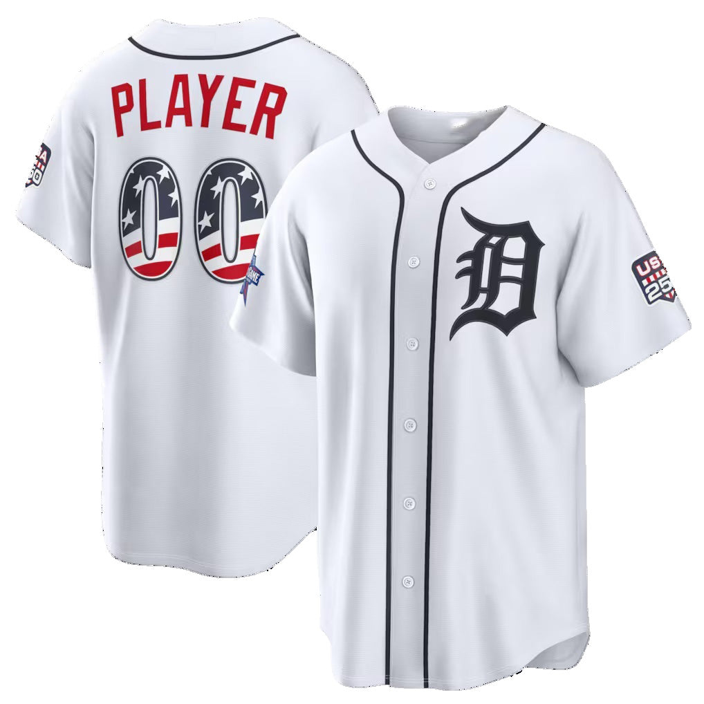 Custom Detroit Tigers 2026 All-Star Edition Stars & Stripes White AmberGomez Stadium Pick-A-Player Jersey