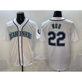 Seattle Mariners #22 Bryan Woo White AmberGomez Cool Base Stitched Jersey