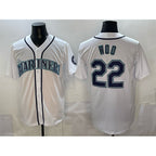 Seattle Mariners #22 Bryan Woo White AmberGomez Cool Base Stitched Jersey