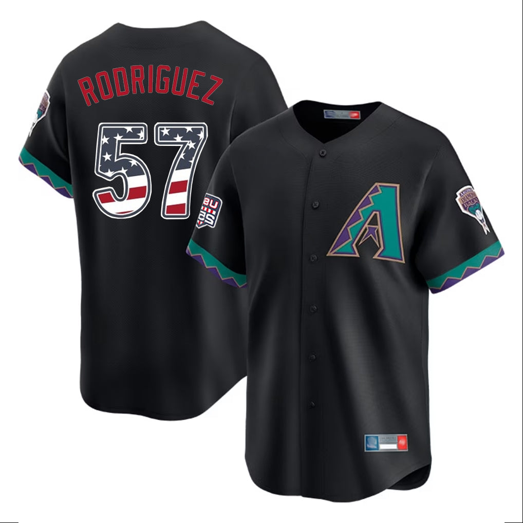 Arizona Diamondbacks #57 Eduardo Rodriguez Player Black AmberGomez USA 250 Fourth of July Home Game Stitched Jerseys