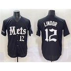New York Mets #12 Francisco Lindor Black AmberGomez 'Gotham Gothic Edition' Vapor Premier Limited Stitched Jersey