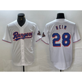 Texas Rangers #28 Jonah Heim White AmberGomez 2023 World Series Champions Cool Base Jersey