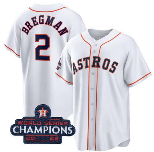 Houston Astros #2 Alex Bregman White AmberGomez 2022 World Series Champions Home Stitched Jersey