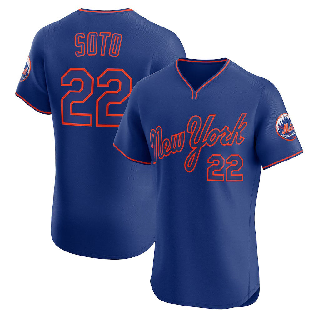 New York Mets #22 Juan Soto Royal AmberGomez Alternate 2 Elite Jersey