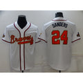 Atlanta Braves #24 Deion Sanders 2022 White Gold AmberGomez World Series Champions Program Cool Base Stitched Jersey