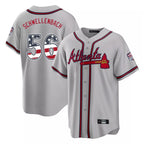 Atlanta Braves #56 Spencer Schwellenbach Player Gray AmberGomez USA 250 Fourth Of July Limited Home Game Stitched Jerseys
