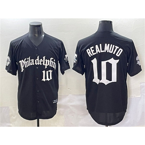 Philadelphia Phillies #10 J.T. Realmuto Black AmberGomez Gothic Vapor Limited Stitched Jersey