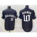 Philadelphia Phillies #10 J.T. Realmuto Black AmberGomez Gothic Vapor Limited Stitched Jersey