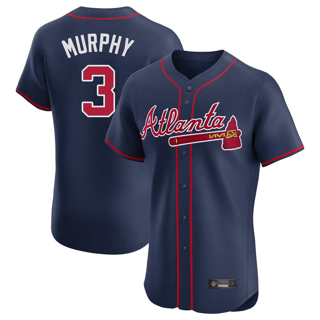 Atlanta Braves #3 Dale Murphy Player Navy AmberGomez Limited Elite Home Game Stitched Jerseys