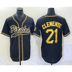Pittsburgh Pirates #21 Roberto Clemente Black AmberGomez Cool Base Stitched Jersey