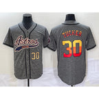 Houston Astros #30 Kyle Tucker Number Grey AmberGomez Gridiron Cool Base Stitched Jersey