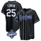 Los Angeles Dodgers #25 Tommy Edman Player Black AmberGomez World Series Meet Carbon Limited Home Stitched Jerseys