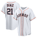 Houston Astros #21 Yainer Diaz White AmberGomez Home Replica Jersey