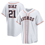 Houston Astros #21 Yainer Diaz White AmberGomez Home Replica Jersey