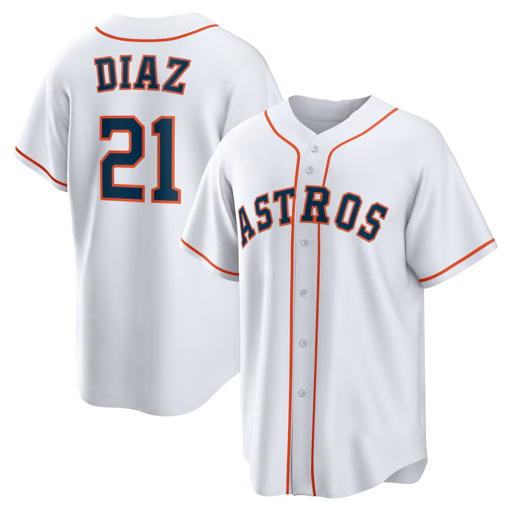 Houston Astros #21 Yainer Diaz White AmberGomez Home Replica Jersey