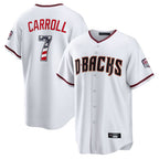 Arizona Diamondbacks #7 Corbin Carroll Player White AmberGomez USA 250 Fourth of July Home Game Stitched Jerseys