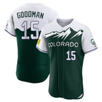 Colorado Rockies #15 Hunter Goodman Player Green AmberGomez City Connect Limited Elite Home Stitched Jerseys