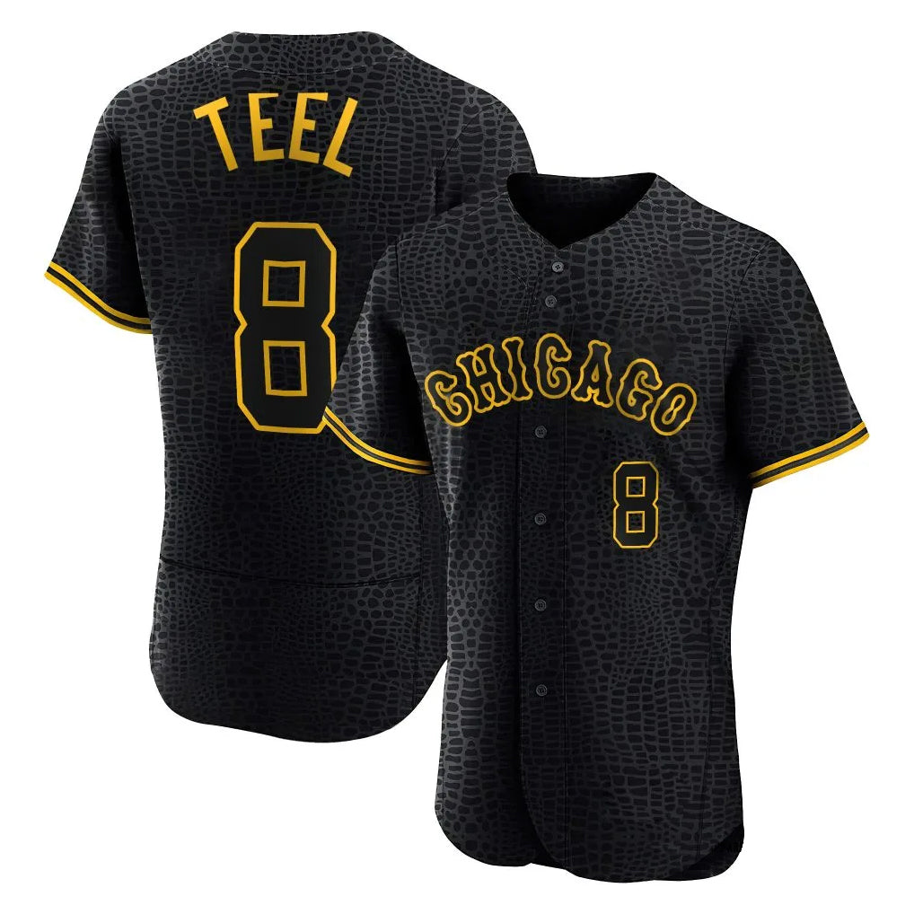 Chicago White Sox #8 Kyle Teel Player Black AmberGomez Snake Skin City Limited Elite Home Stitched Jerseys