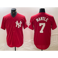 New York Yankees #7 Mickey Mantle Red AmberGomez Fashion Cool Base Jersey