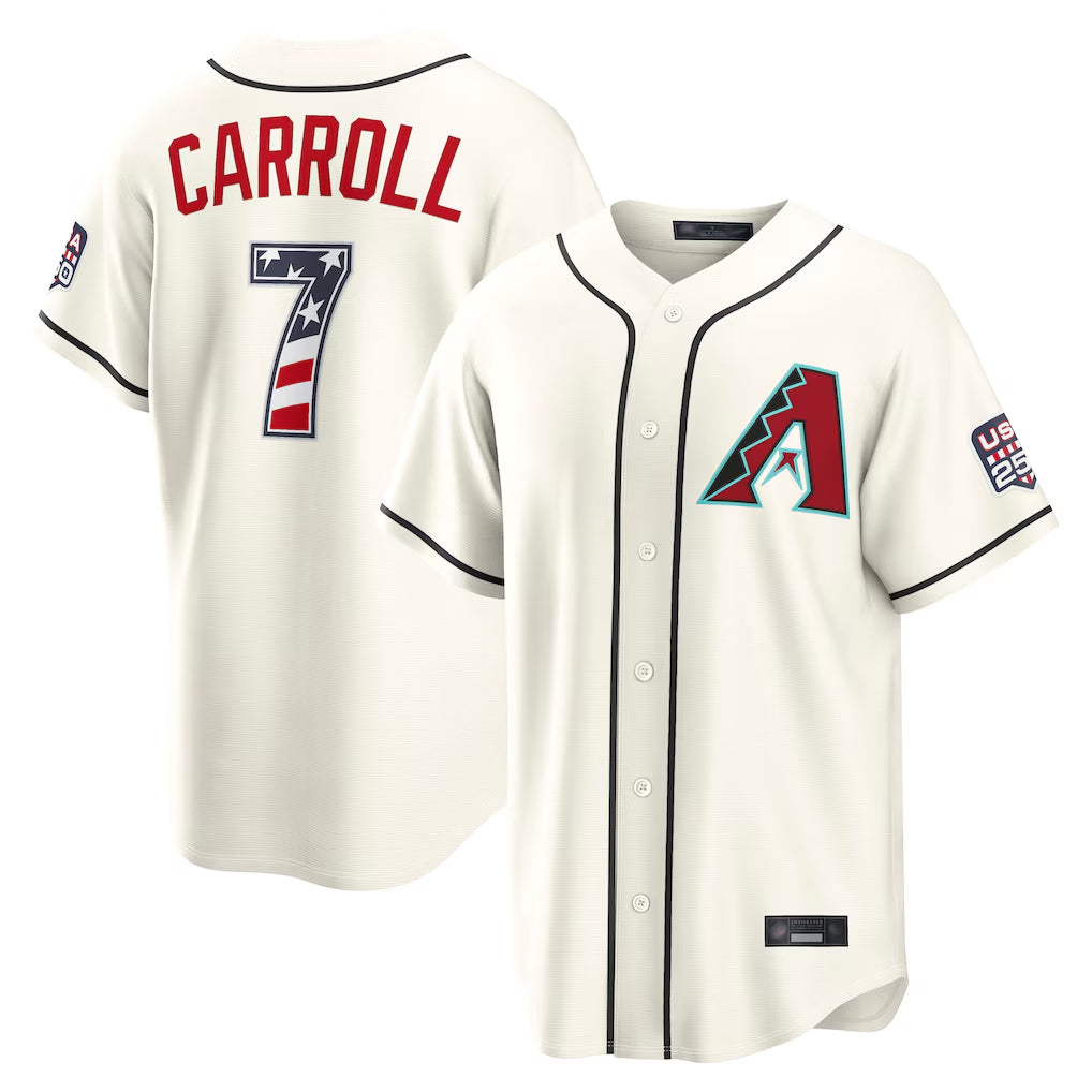 Arizona Diamondbacks #7 Corbin Carroll Player Cream AmberGomez USA 250 Fourth of July Home Game Stitched Jerseys