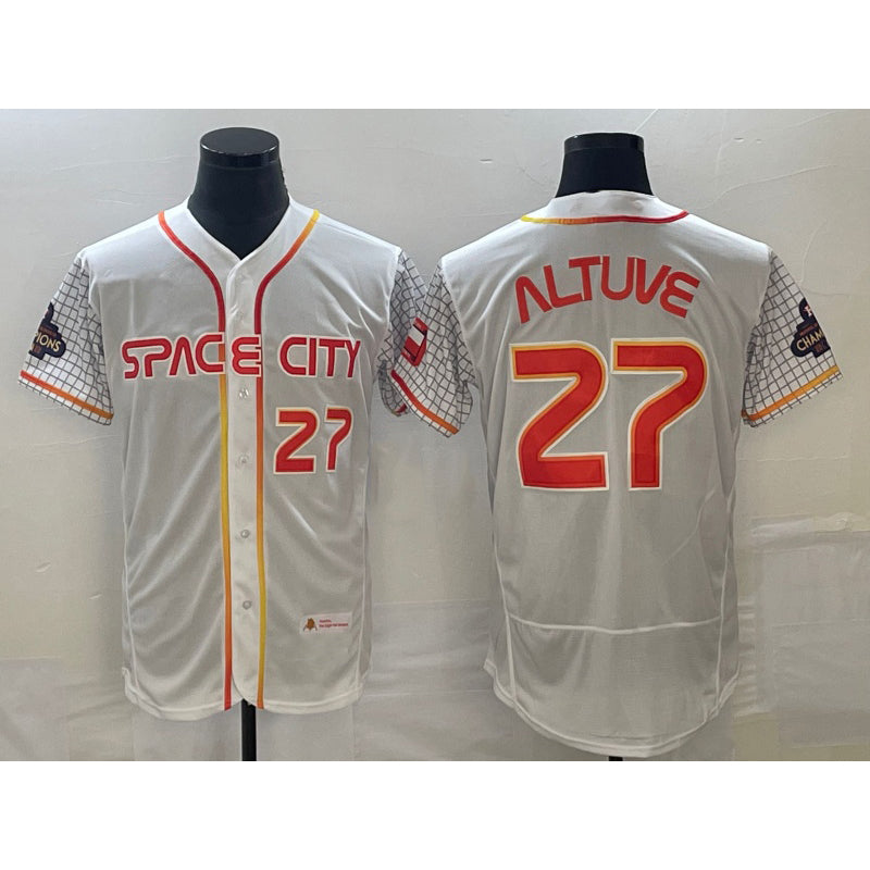 Houston Astros #27 Jose Altuve Number White AmberGomez 2023 City Connect Flex Base Stitched Jersey 2